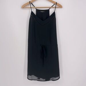 Varga V-Neck Semi Sheer Eyelet Cutout Dress Women’s Size Medium in Black